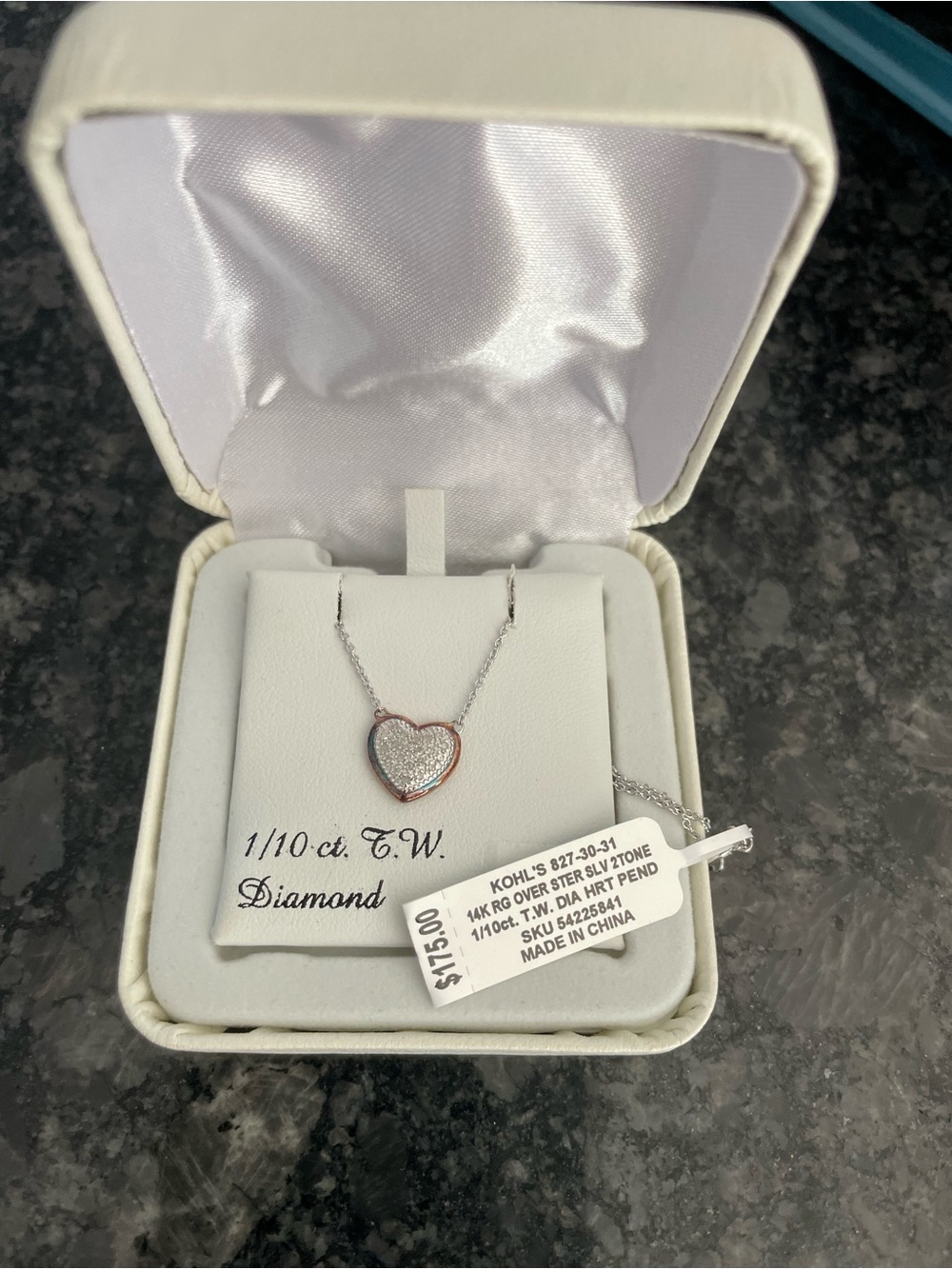 Heart Diamond Pendant Necklace in Silver and Rose Gold Accent